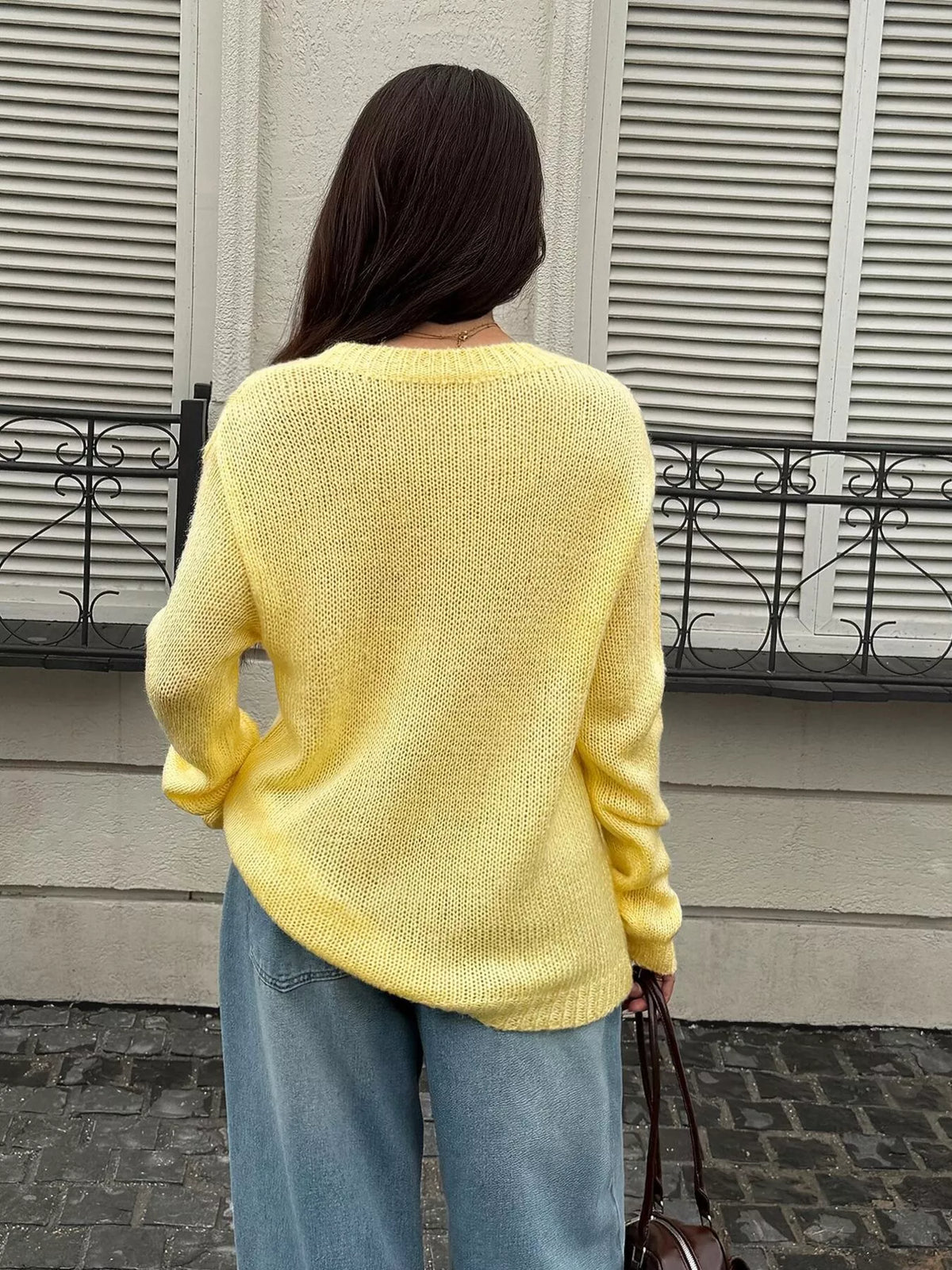 Crew Neck Dropped Shoulder Sweater