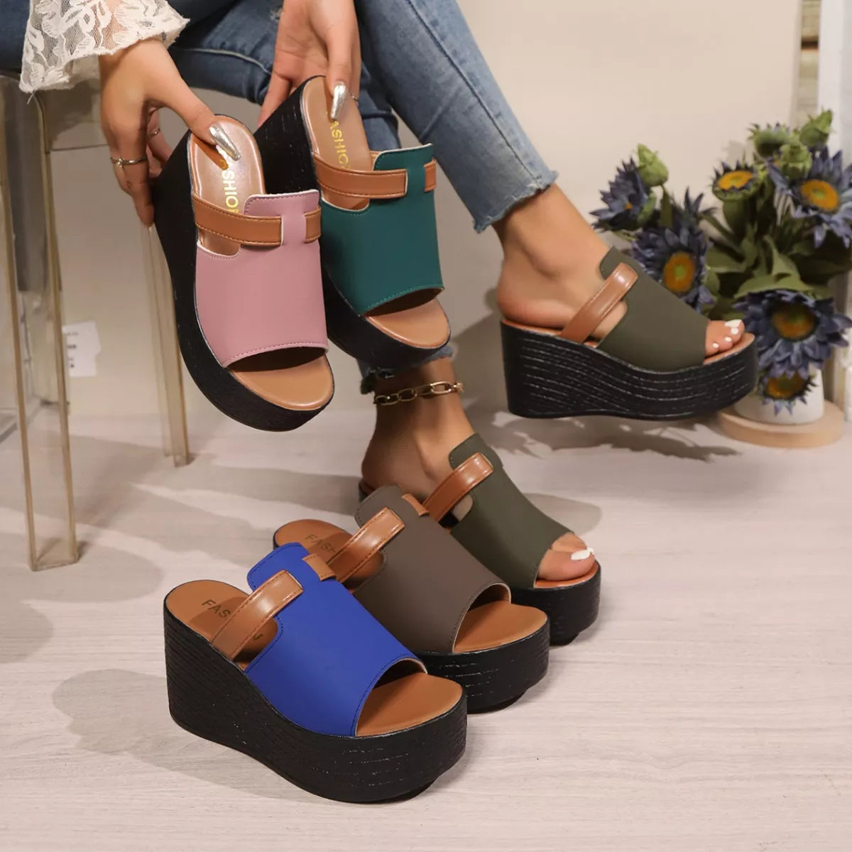 Open Toe Platform Wedge Sandals