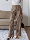 Plaid High-Waisted Wide Leg Pants