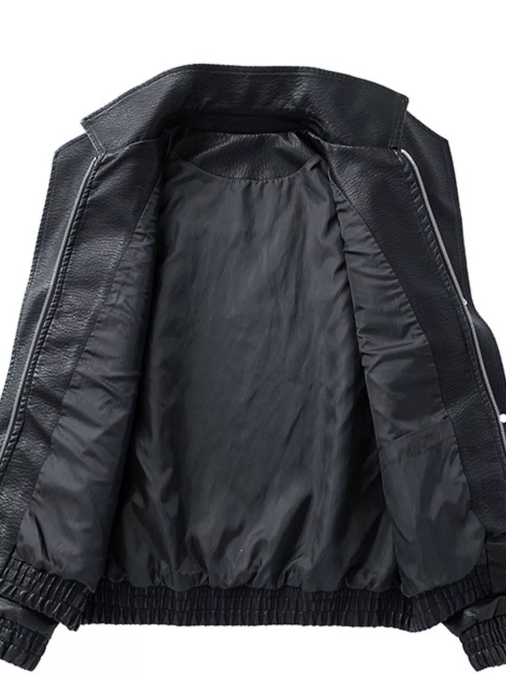 Men's Plus Size Faux Leather Bomber Jacket