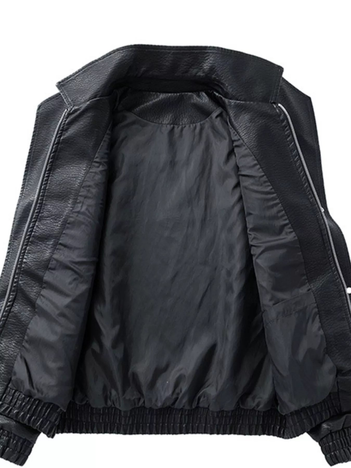 Men's Plus Size Faux Leather Bomber Jacket