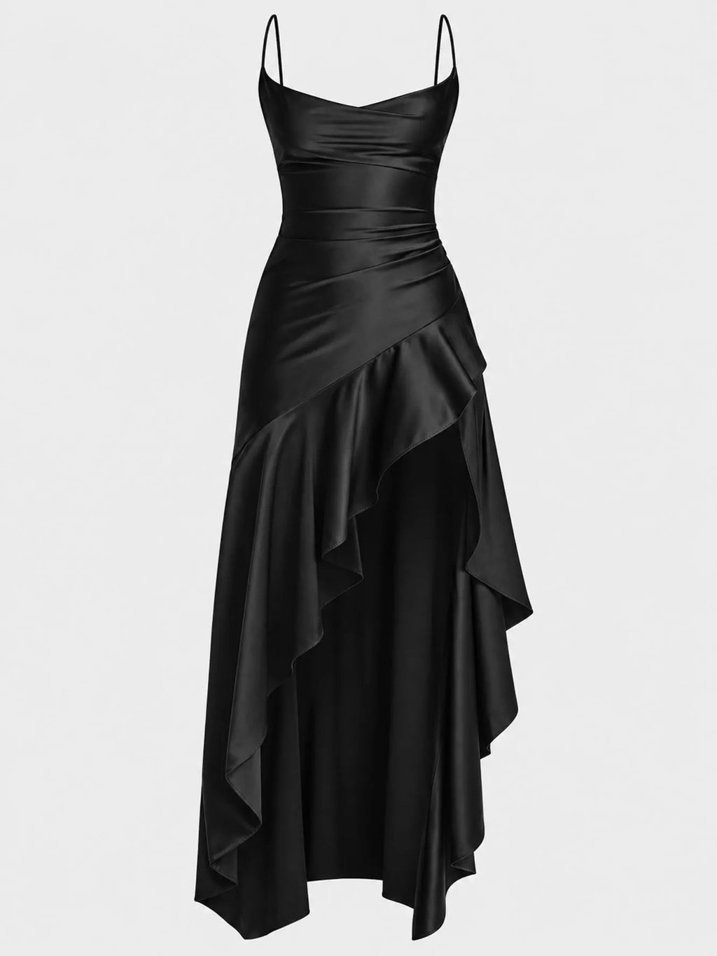 High-Low Ruffle Hem Evening Dress
