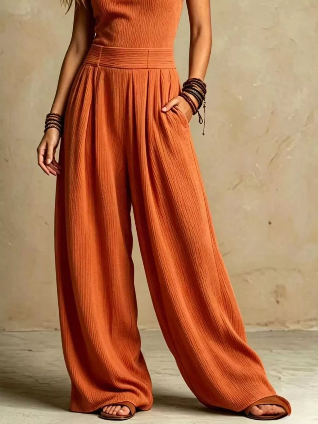 Full Size Halter Neck Wide-Leg Jumpsuit Plus Size