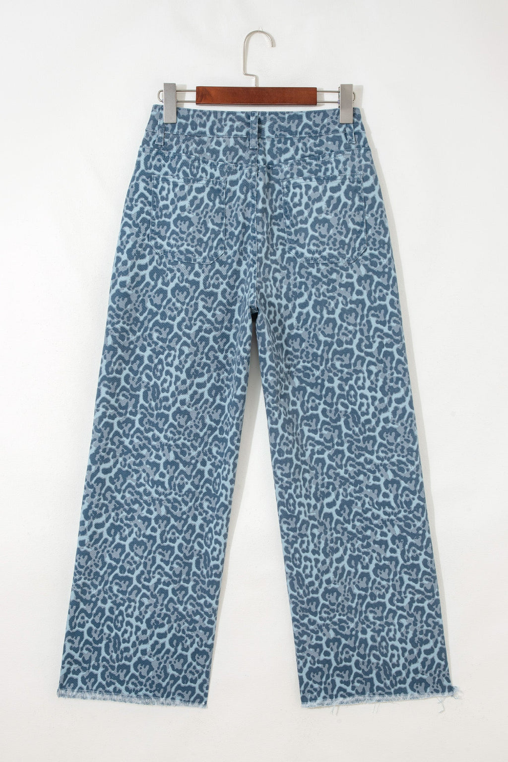 Leopard Frayed Edge High Waist Wide Leg Jeans