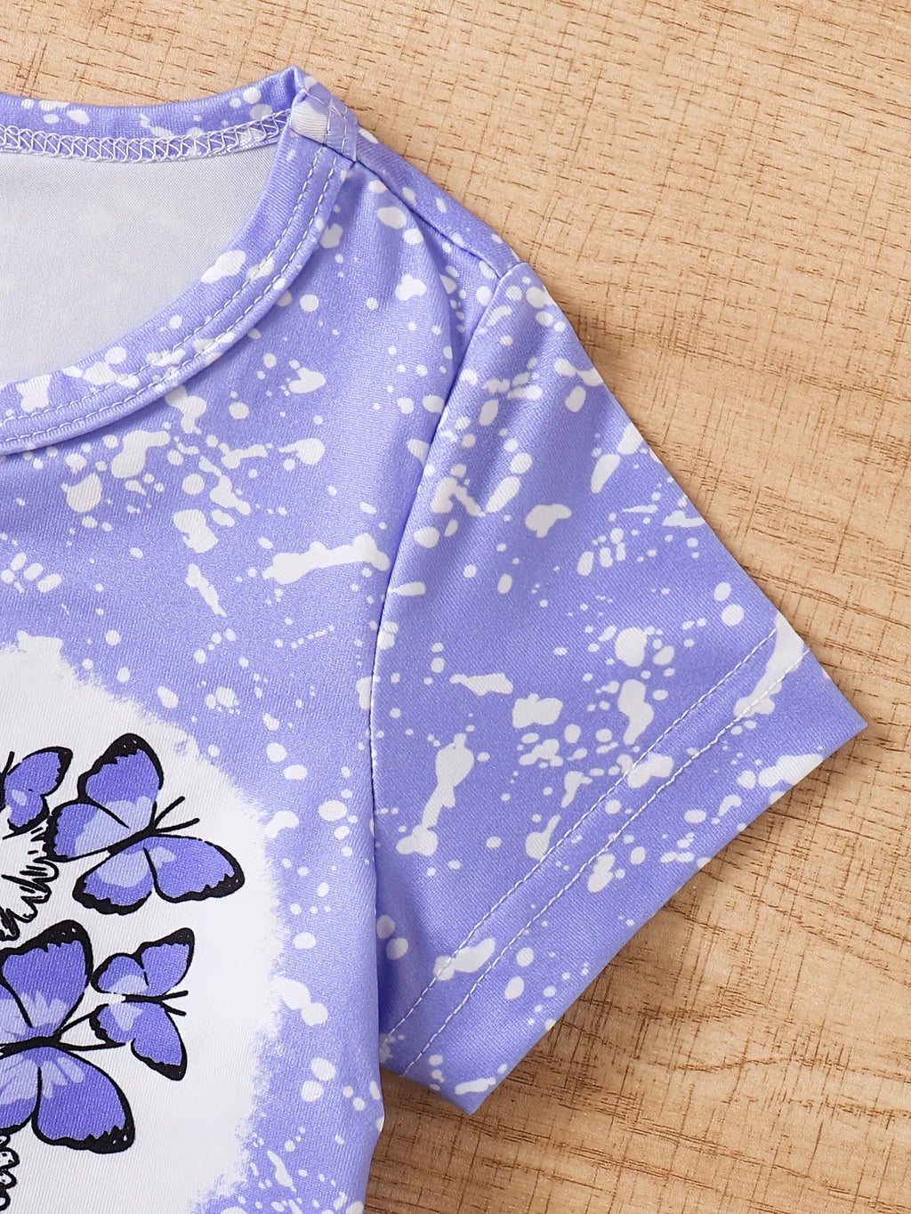 Children's Butterfly Round Neck Tee and Shorts Set
