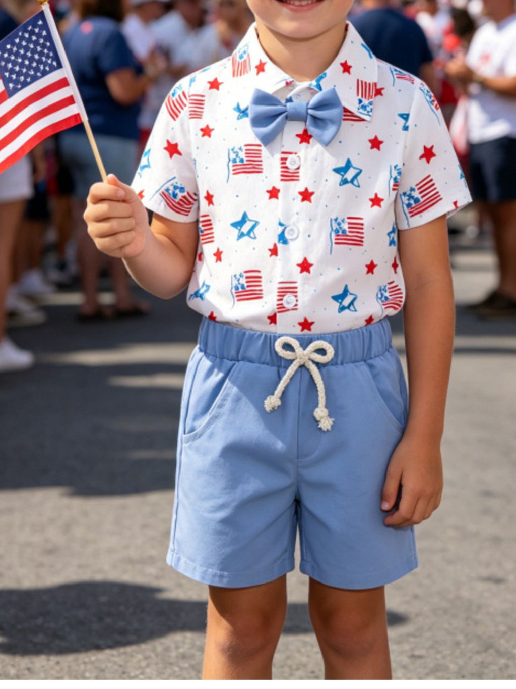 Children's Patriotic Short Sleeve Shirt and Shorts Set