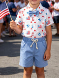 Children's Patriotic Short Sleeve Shirt and Shorts Set
