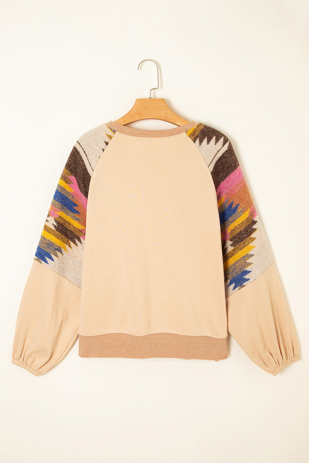 Aztec Patchwork Raglan Pullover Sweatshirt