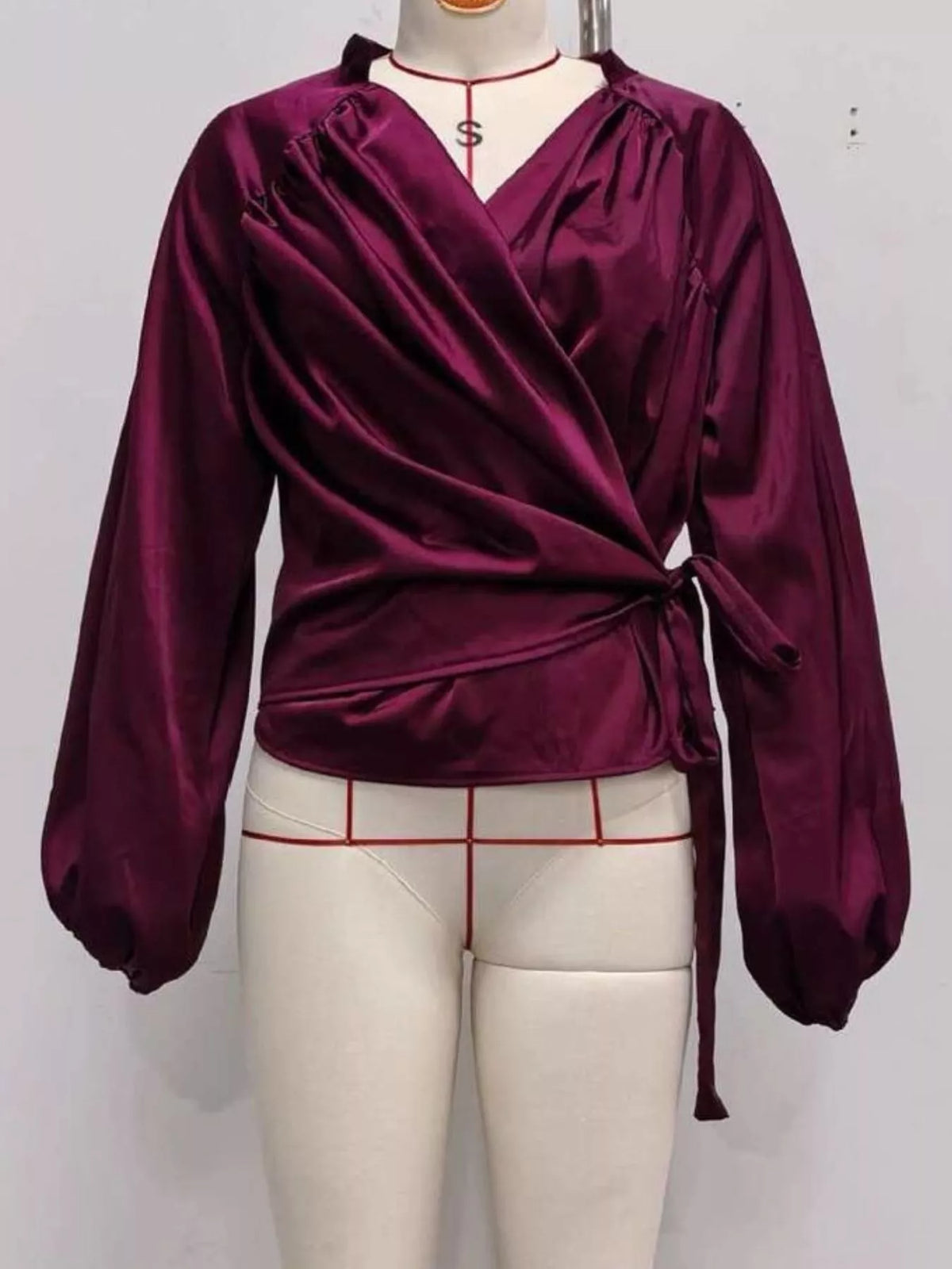 Satin Balloon Sleeve Blouse