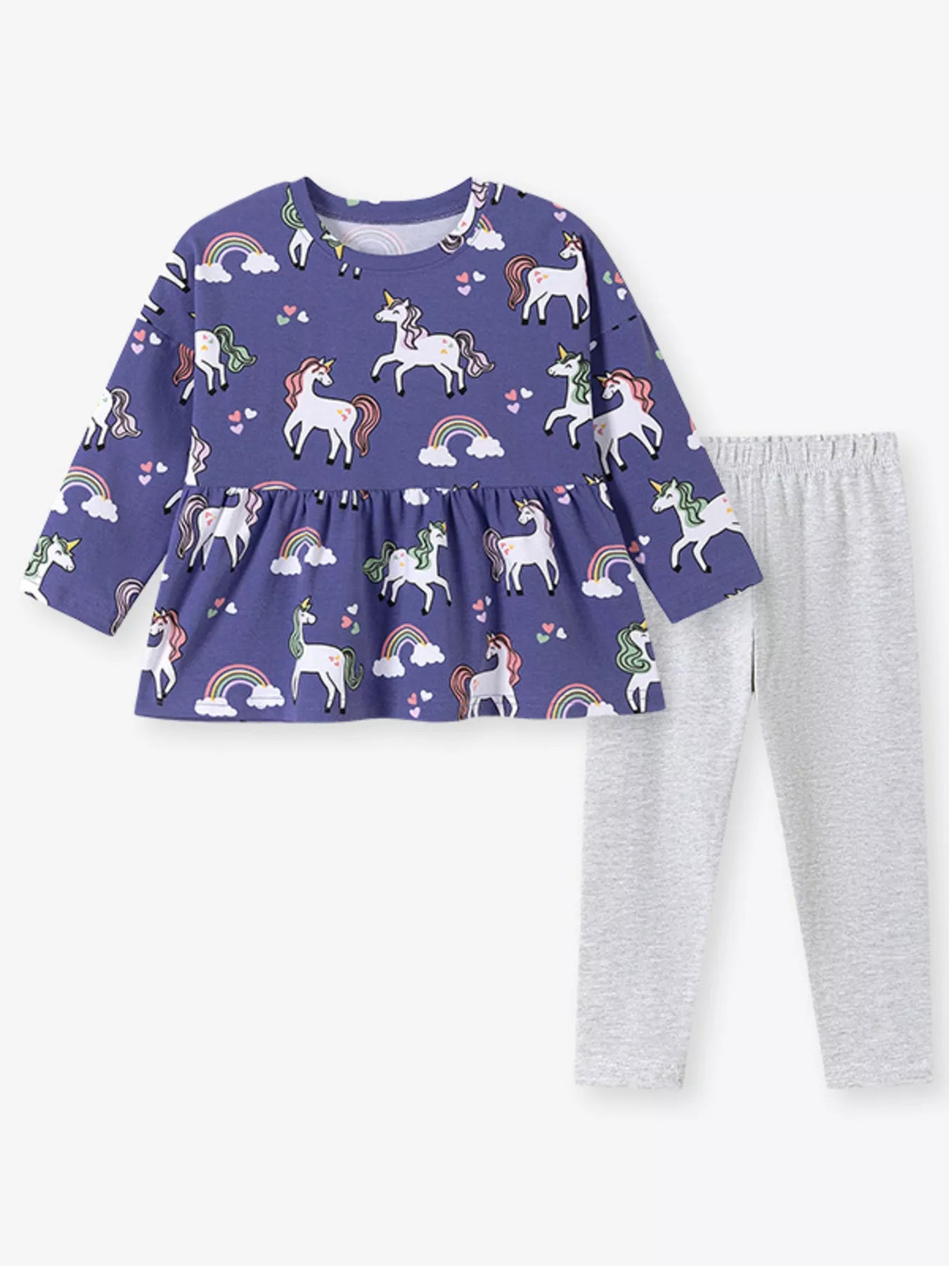 Children‘s Unicorn Print Peplum Top and Leggings Set