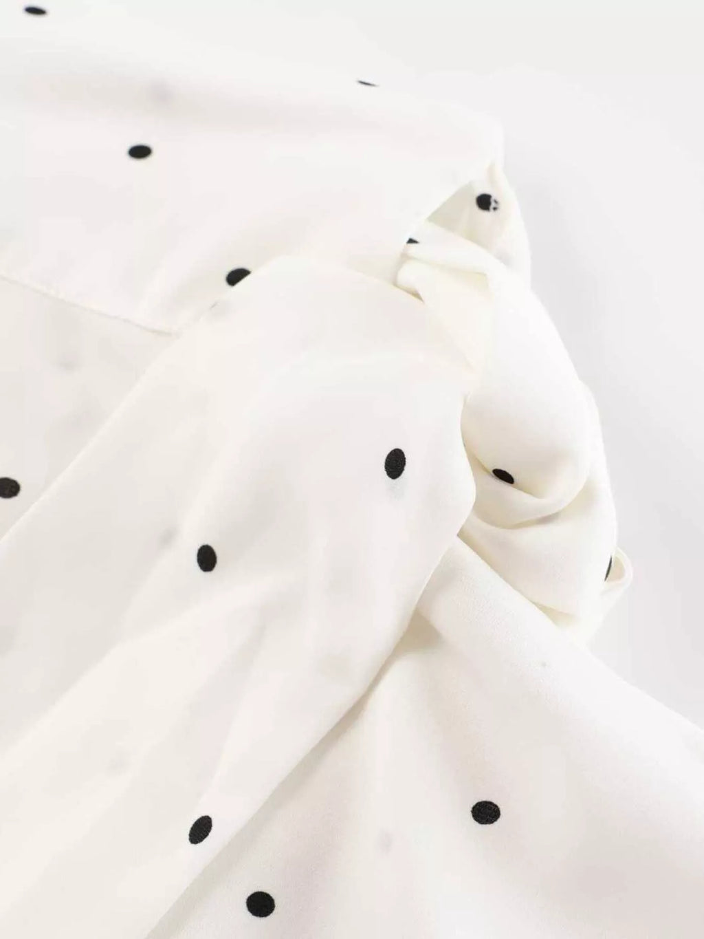 Polka Dot Silk Blouse with Scarf Neck Tie