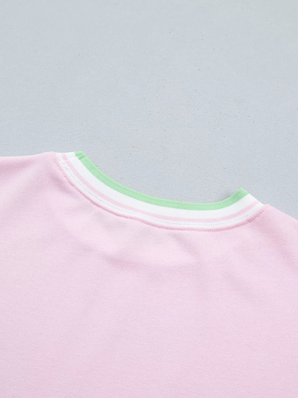 Contrast Striped Trim Baggy Pullover Sweatshirt