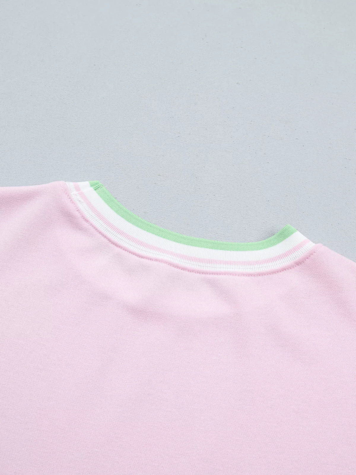 Contrast Striped Trim Baggy Pullover Sweatshirt