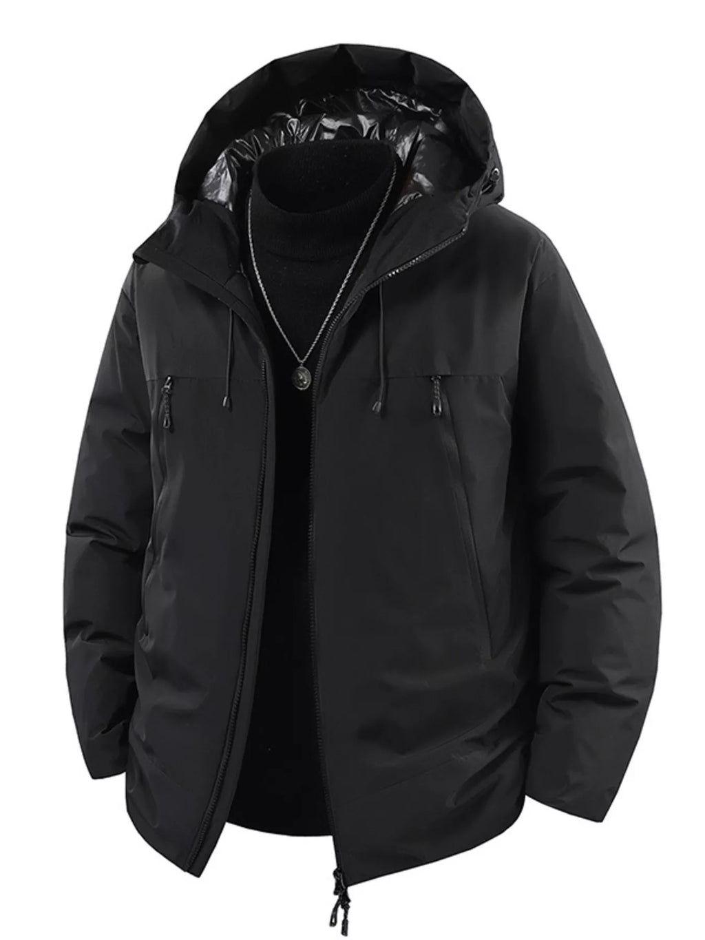 Men's Plus Size Zip Up Hooded Puffer Jacket