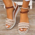 Rhinestone Open Toe Wedge Sandals
