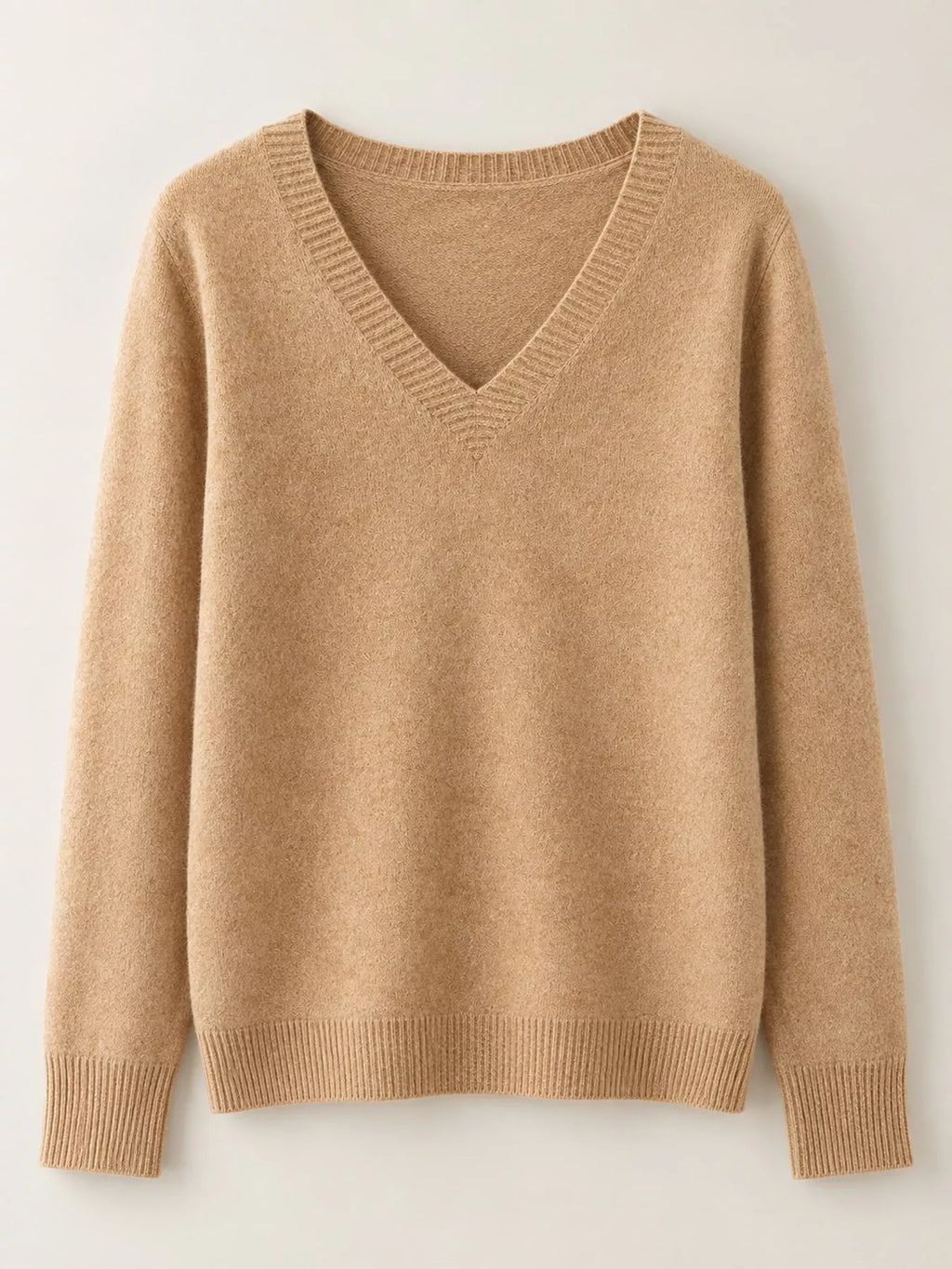 V-Neck Solid Color Sweater