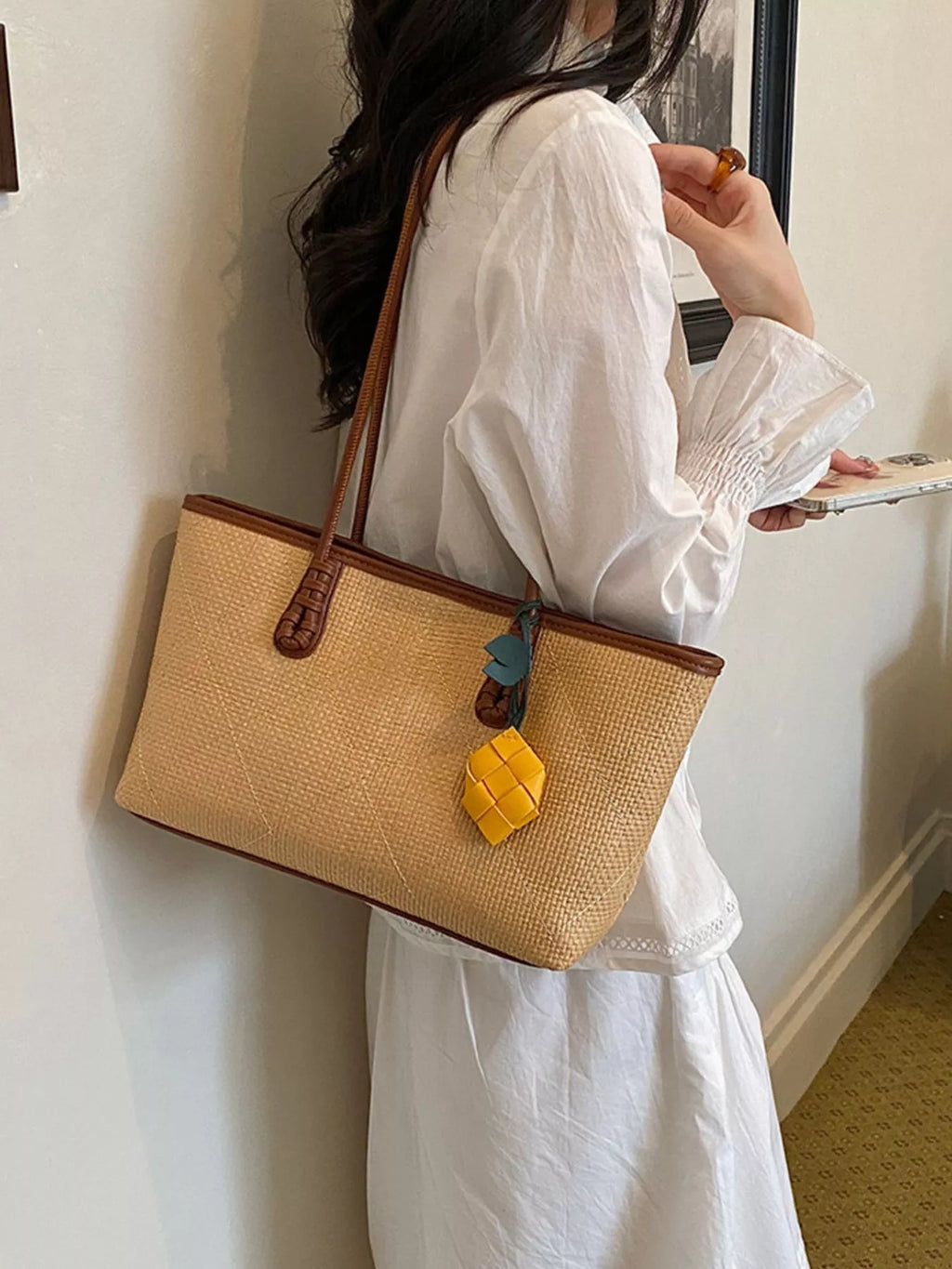 Contrast Trim Shoulder Bag