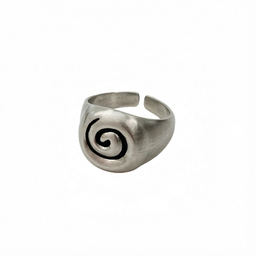 Snail Spiral Line Open Ring For Women, Minimalist Fashion Unique Temperament, Xiaohongshu Viral INS Style Index Finger Band Jewelry