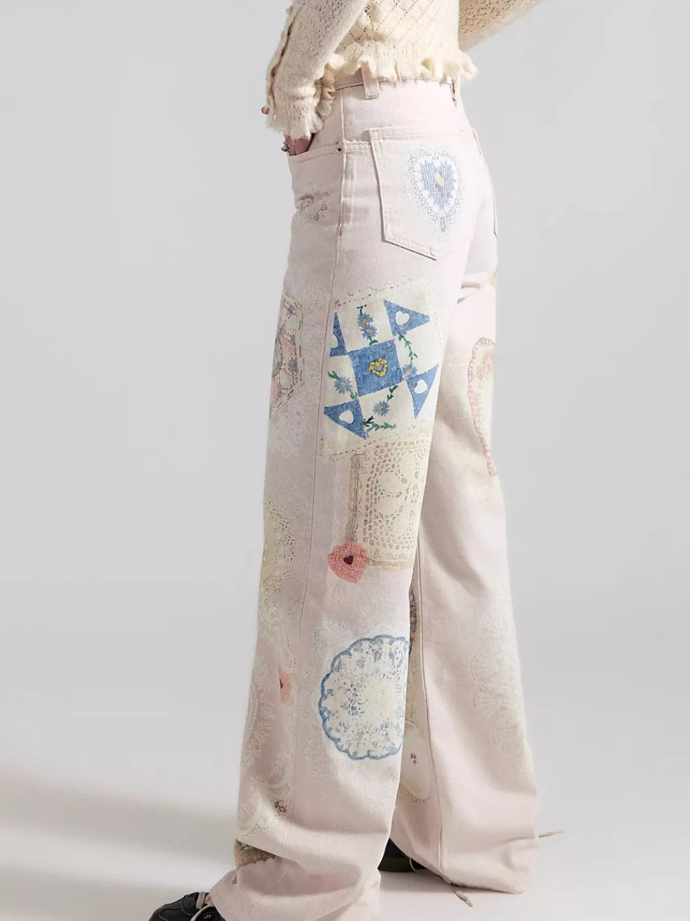 Printed Wide Leg Jeans