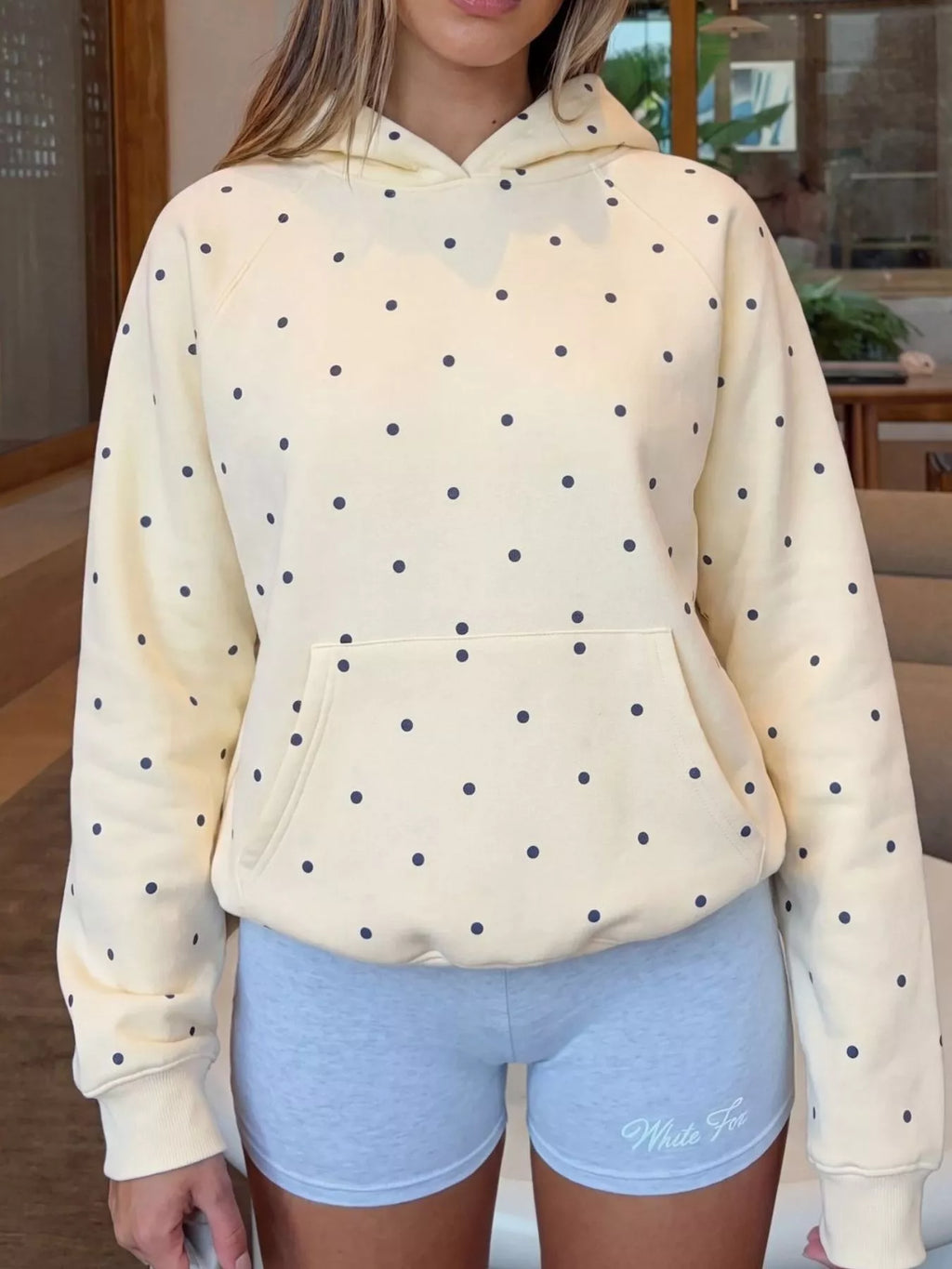 Polka Dot Kangaroo Pocket Hoodie