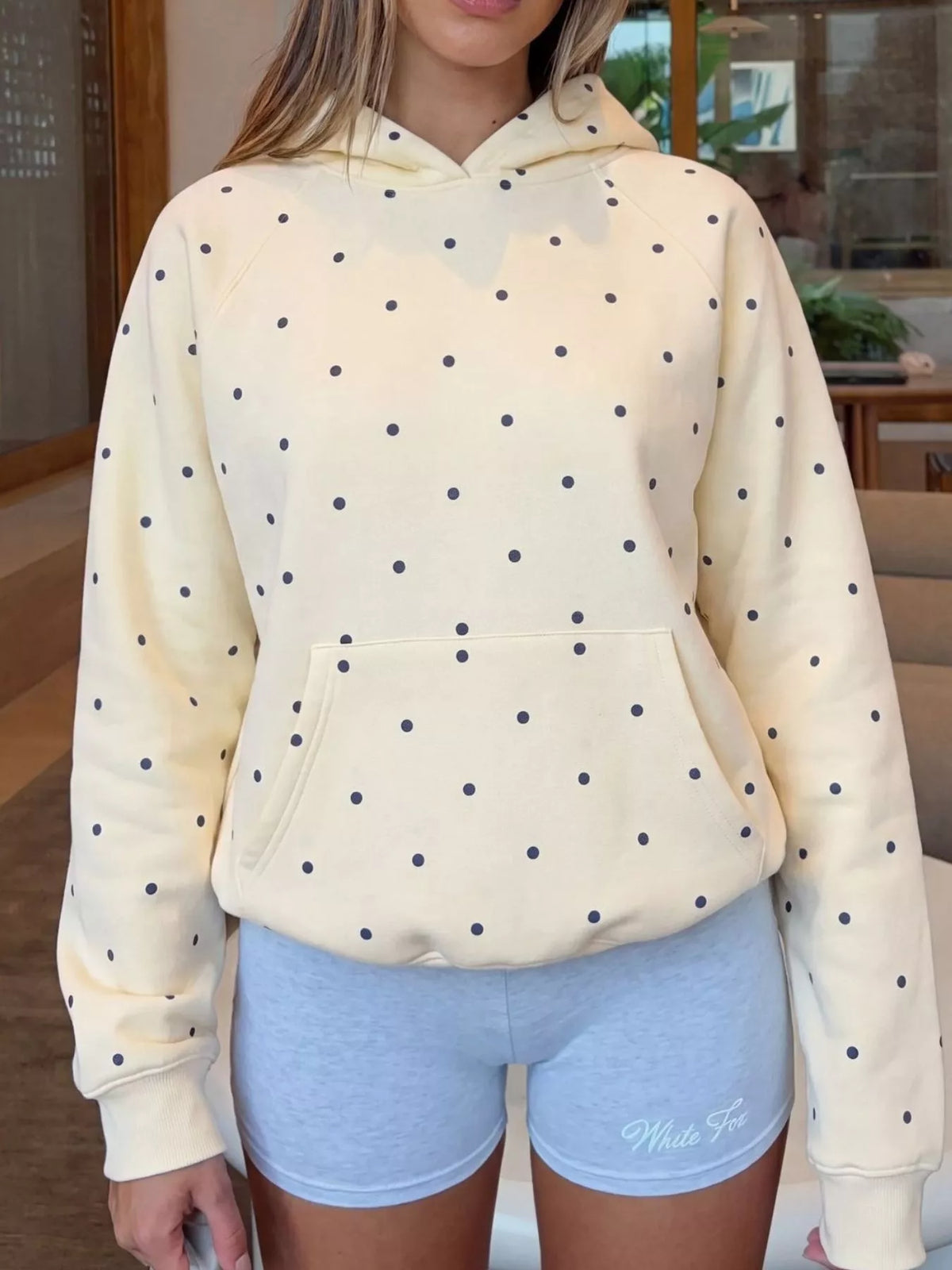 Polka Dot Kangaroo Pocket Hoodie