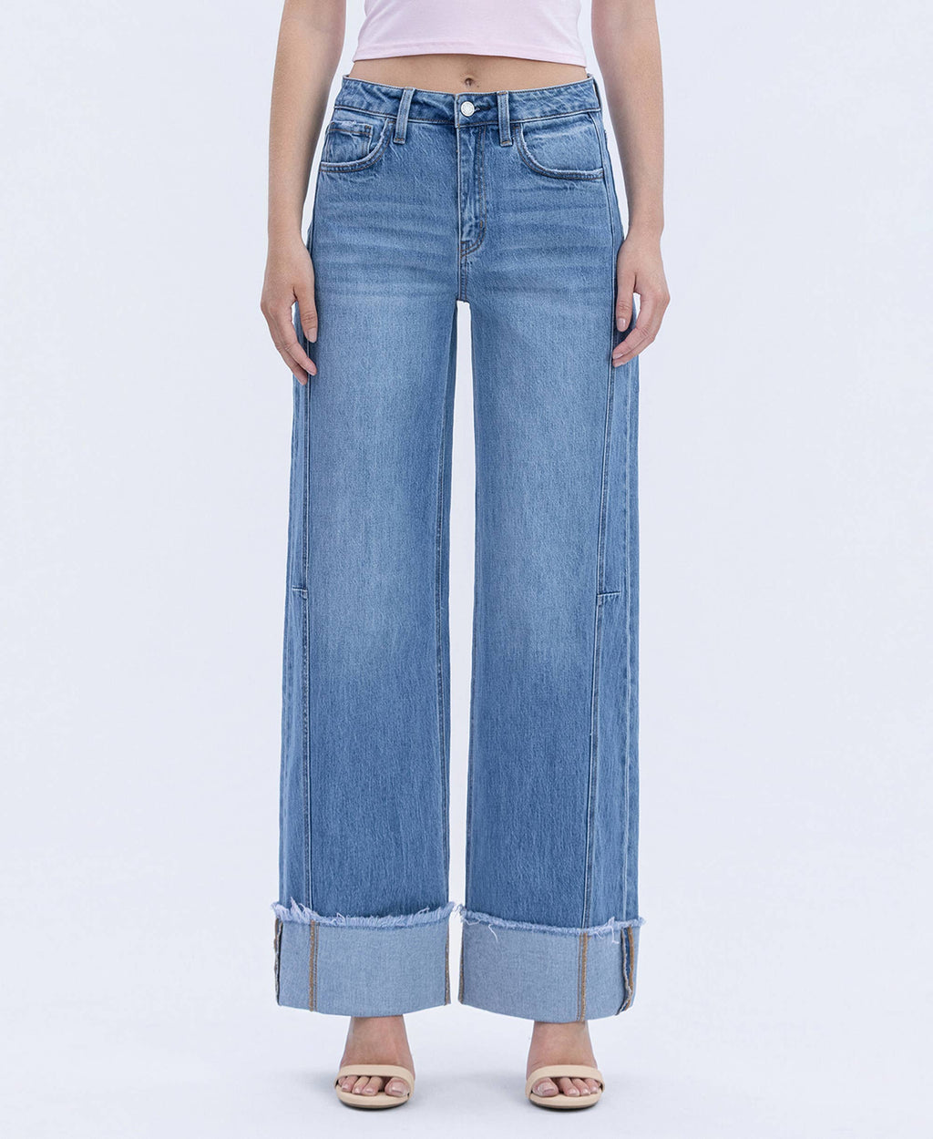 Mia High Rise Cuffed Wide Jeans