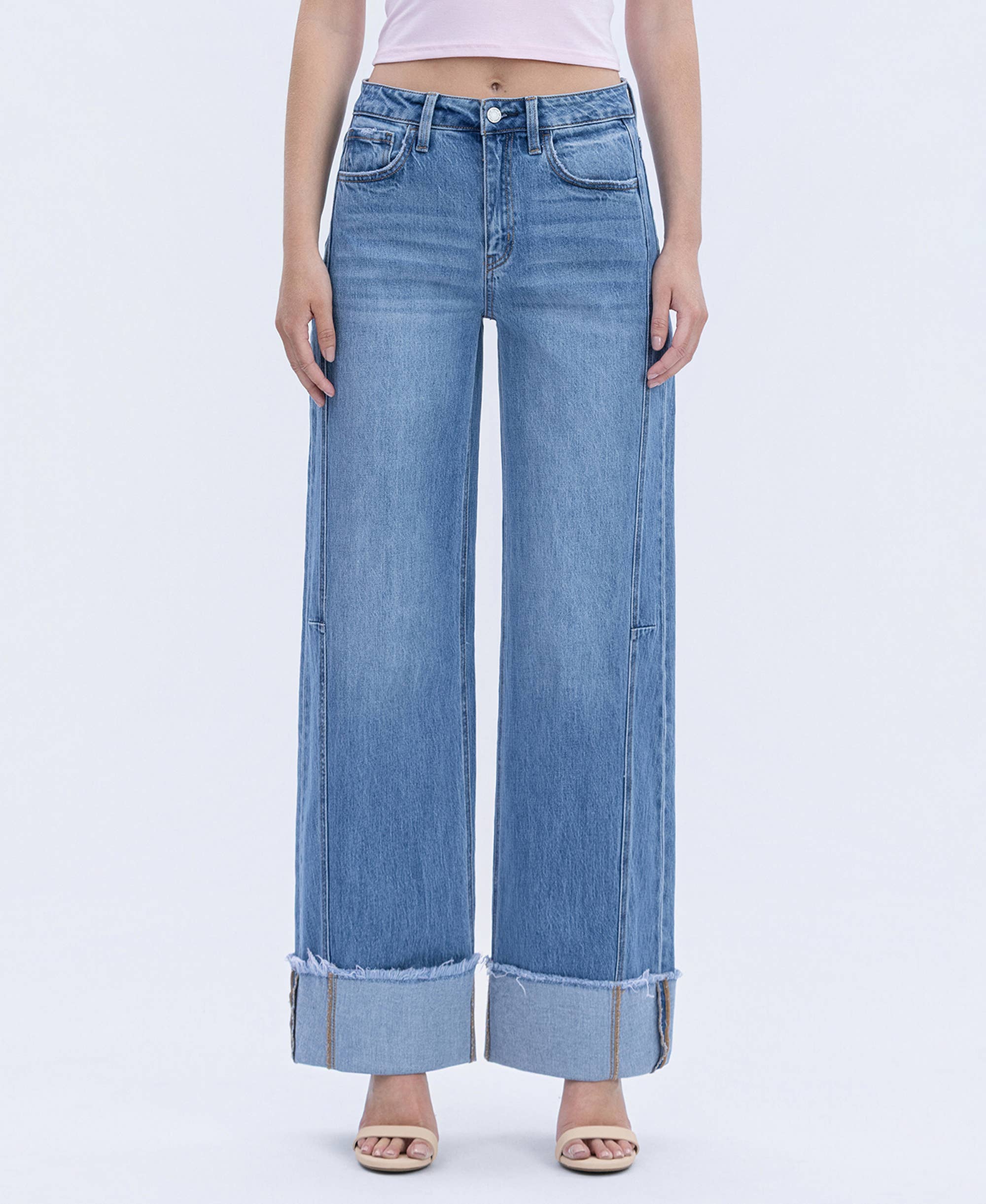 Mia High Rise Cuffed Wide Jeans