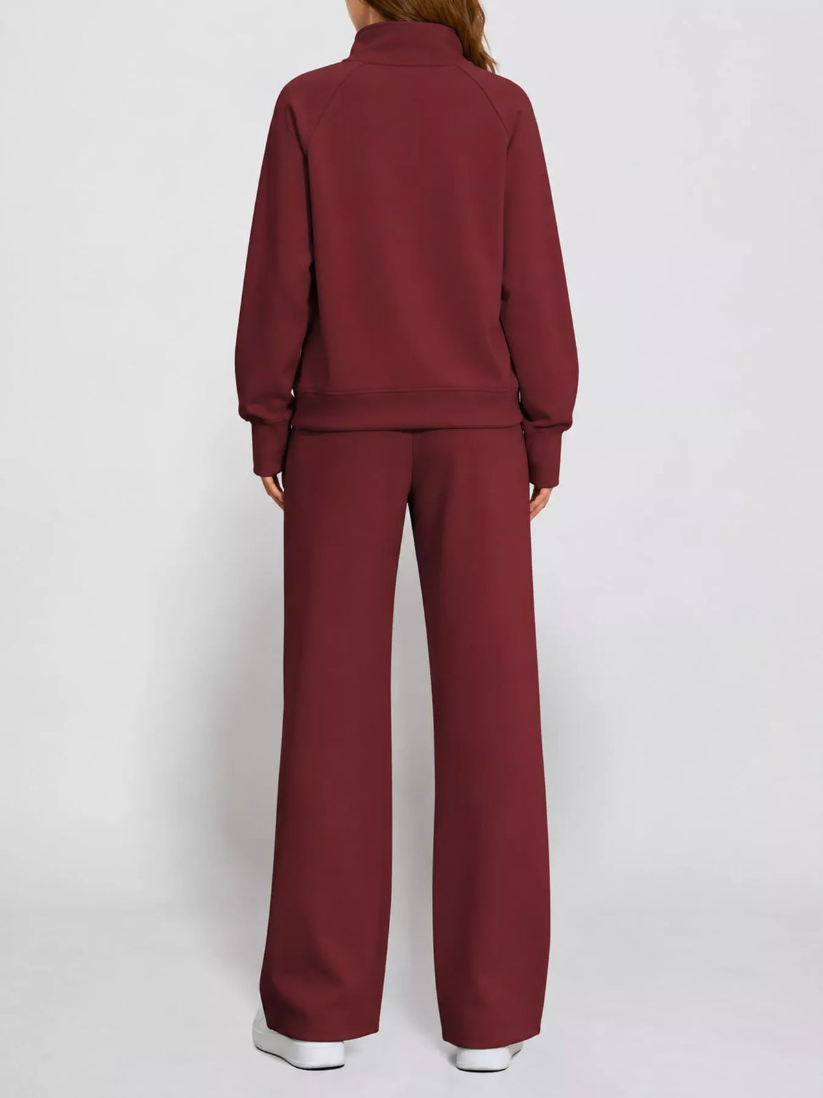 Half-Zip Sweatshirt and Wide-Leg Pants Set