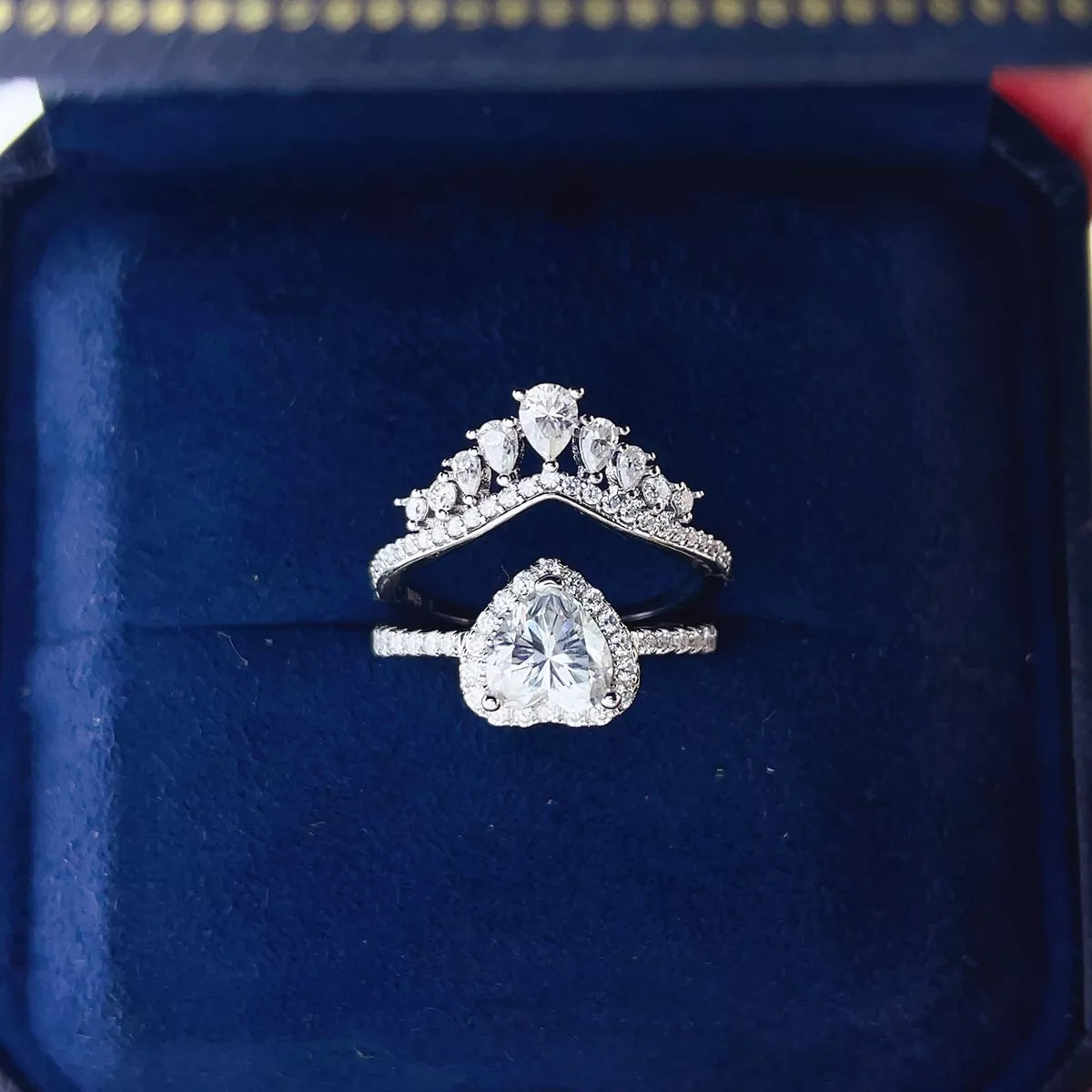 2 Carat 925 Sterling Silver Moissanite Ring Set