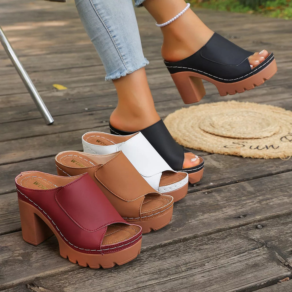 Peep Toe Block Heels Sandals