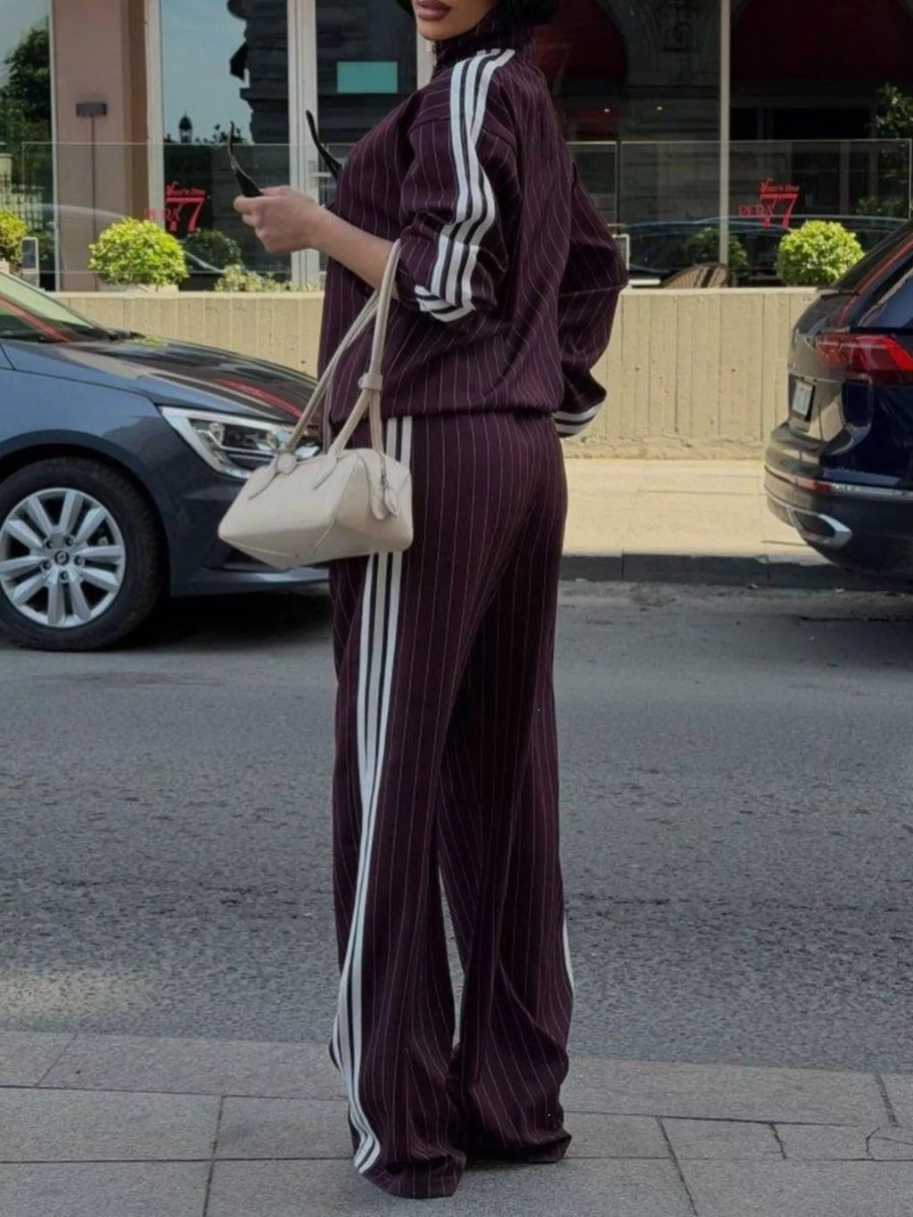 Side Stripe Zip Up Jacket and Pants Set
