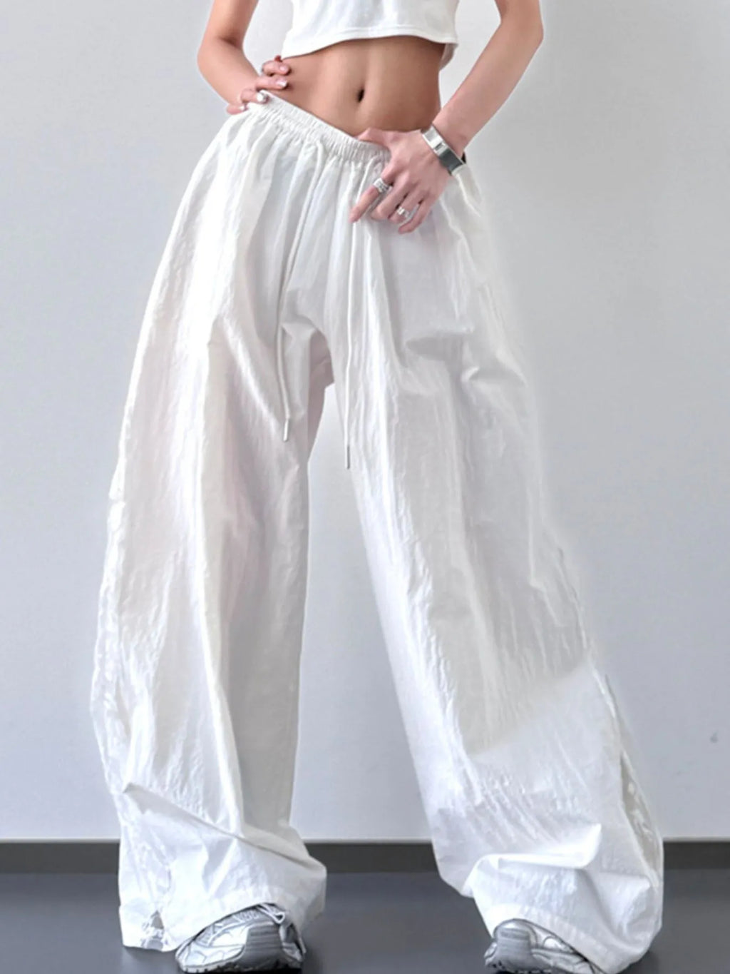 Elastic Waist Wide-Leg Pants