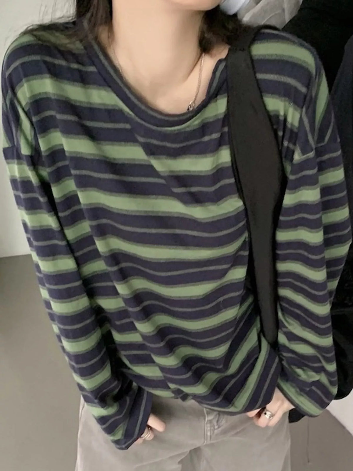 Oversized Striped Crew Neck T-Shirt