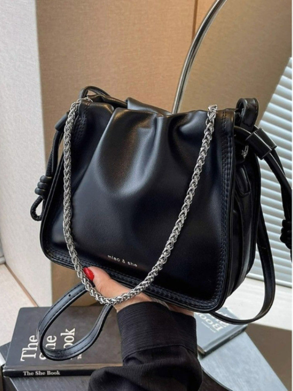 Drawstring Ruched Crossbody Bag