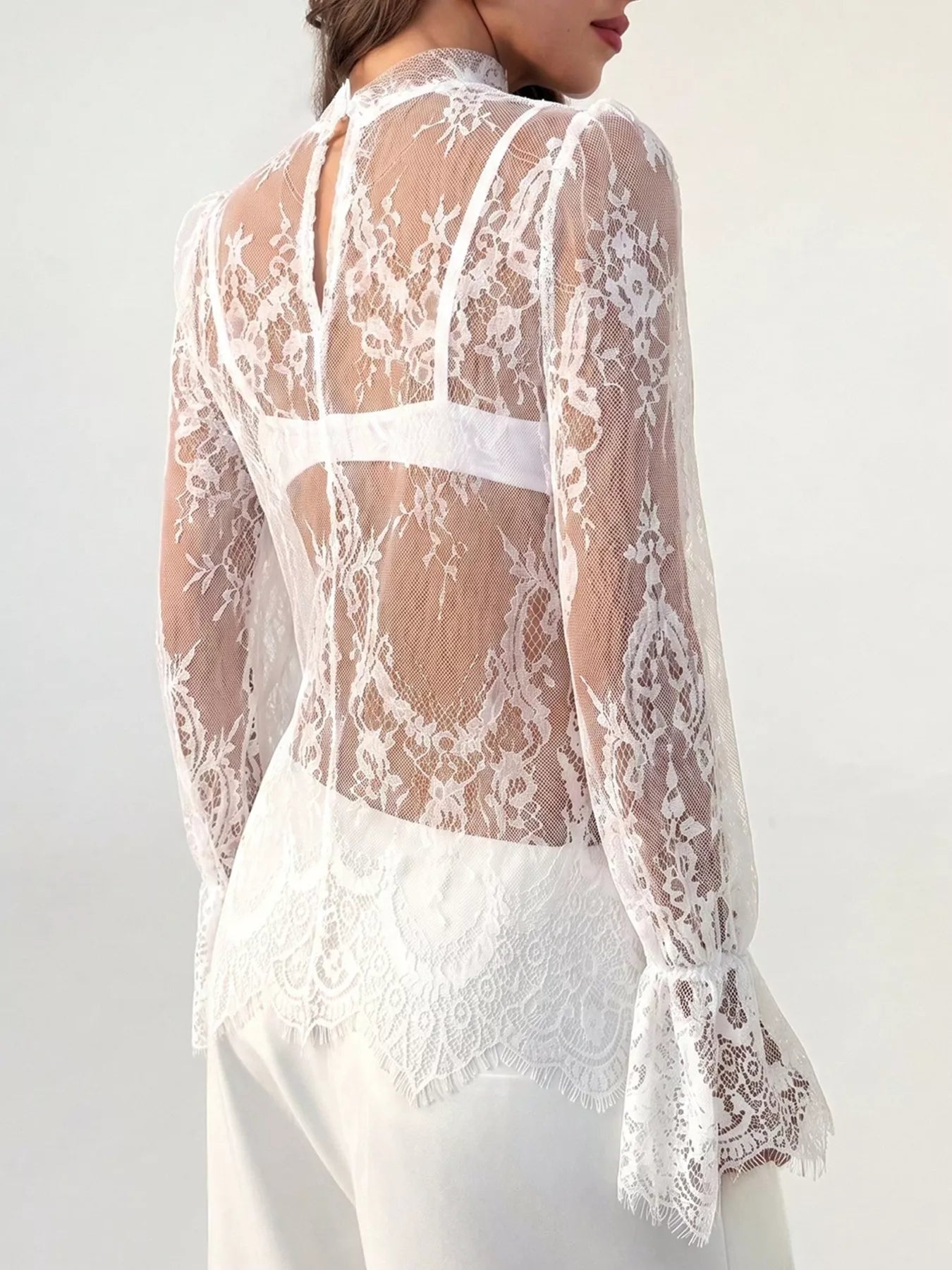 Lace Flounce Sleeve Top