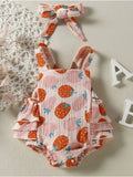 Children's Strawberry Print Ruffle Trim Bodysuit & Headband Set