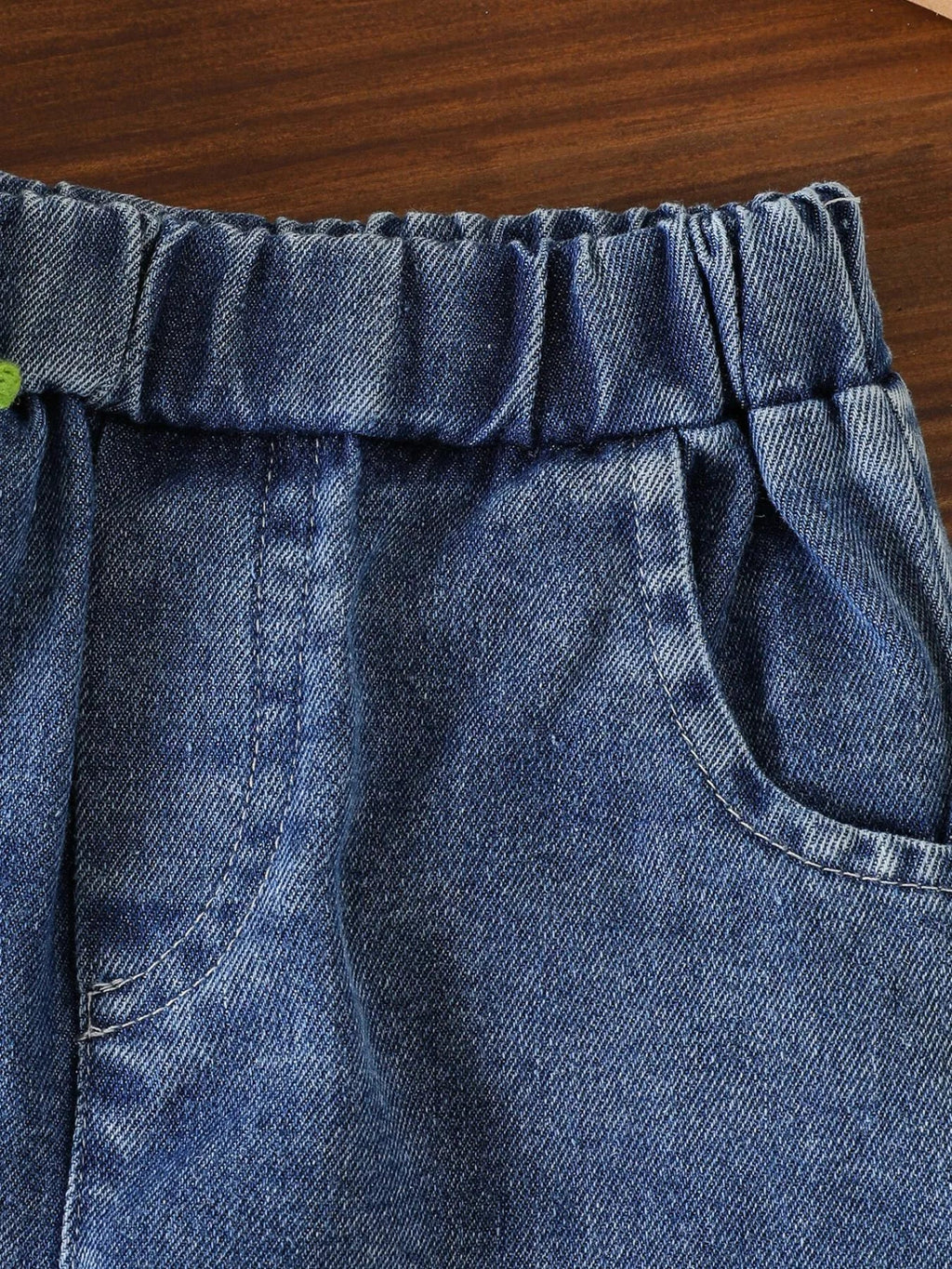 Children's Bow Tank and Denim Shorts Set