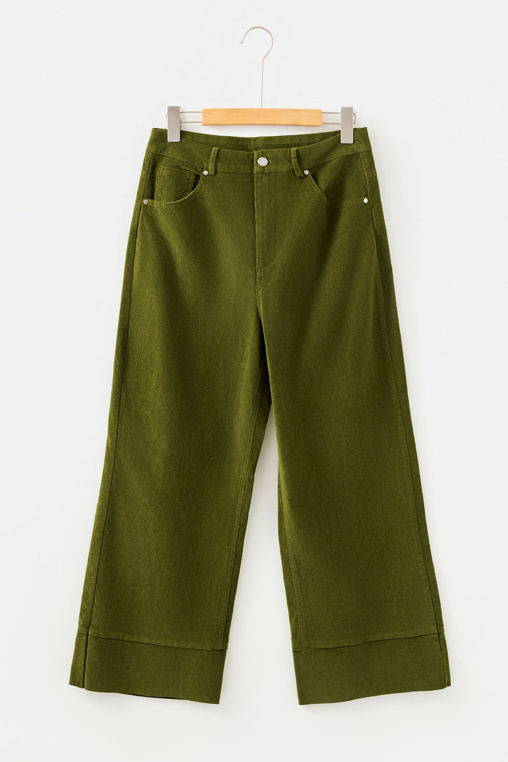 Solid Corduroy High Waist Wide Leg Pants