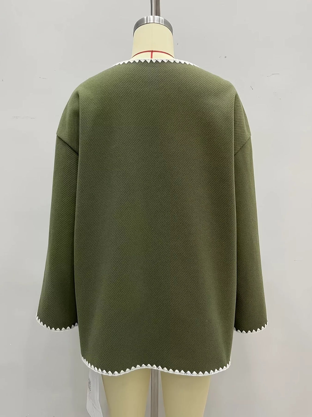 Contrast Trim Button-Front Outerwear