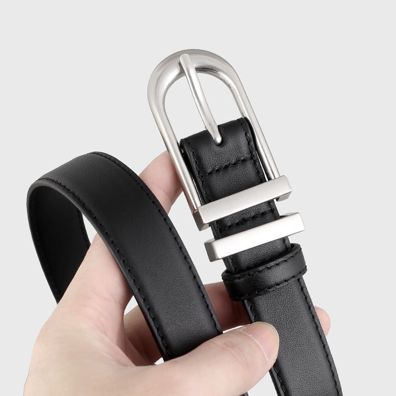 Leather Belt with Silver Buckle