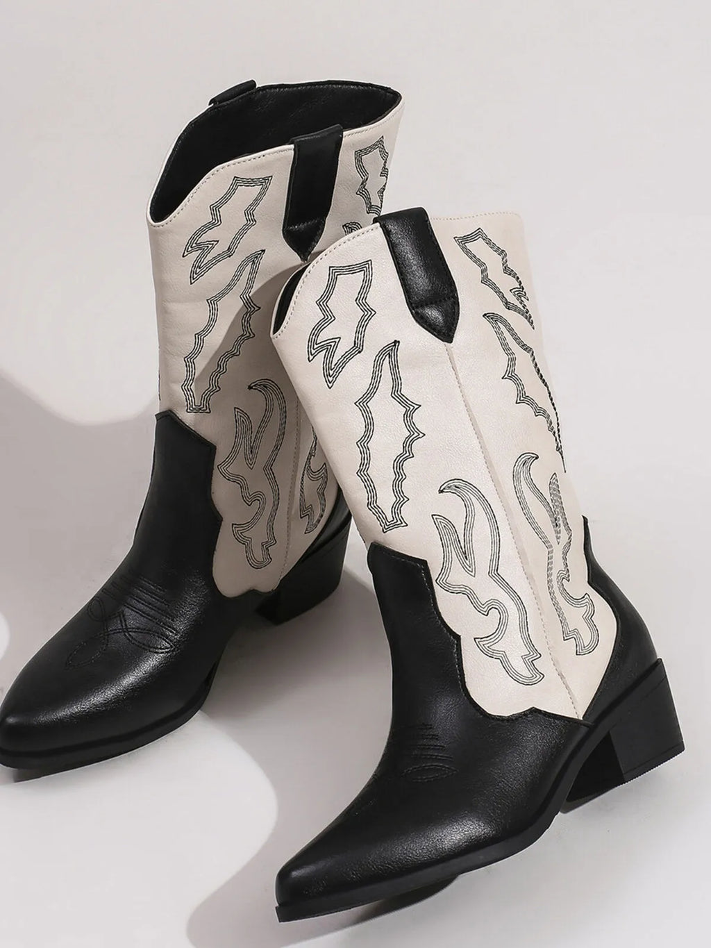 Point Toe Block Heels Boots