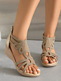 Rhinestone Open Toe Wedge Sandals
