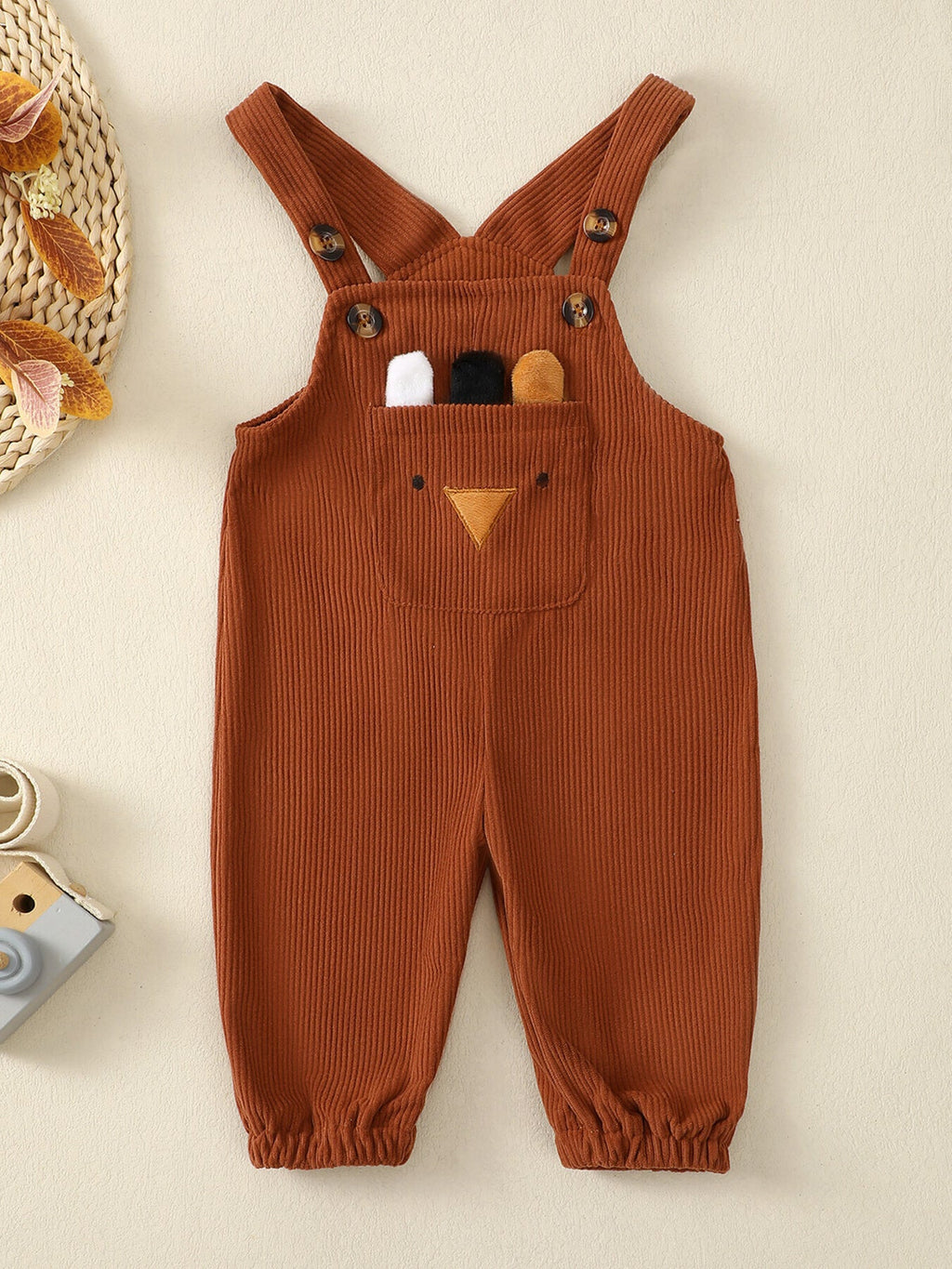 Children's Cartoon Pocket Corduroy Overalls