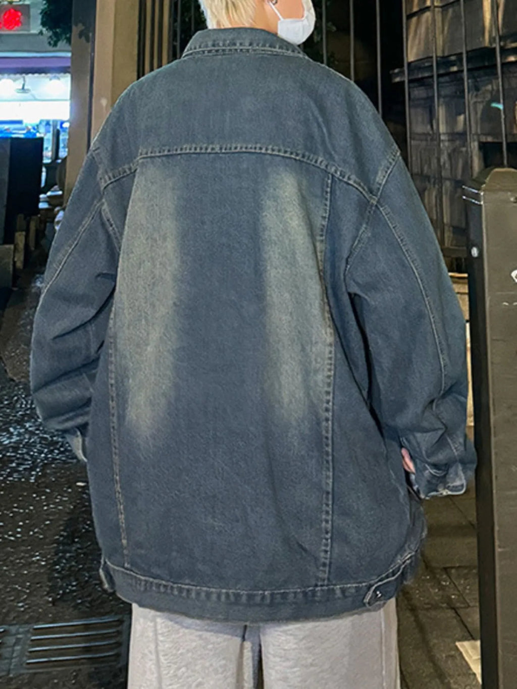 Men's Full Size Zip Up Long Sleeve Denim Jacket Plus Size