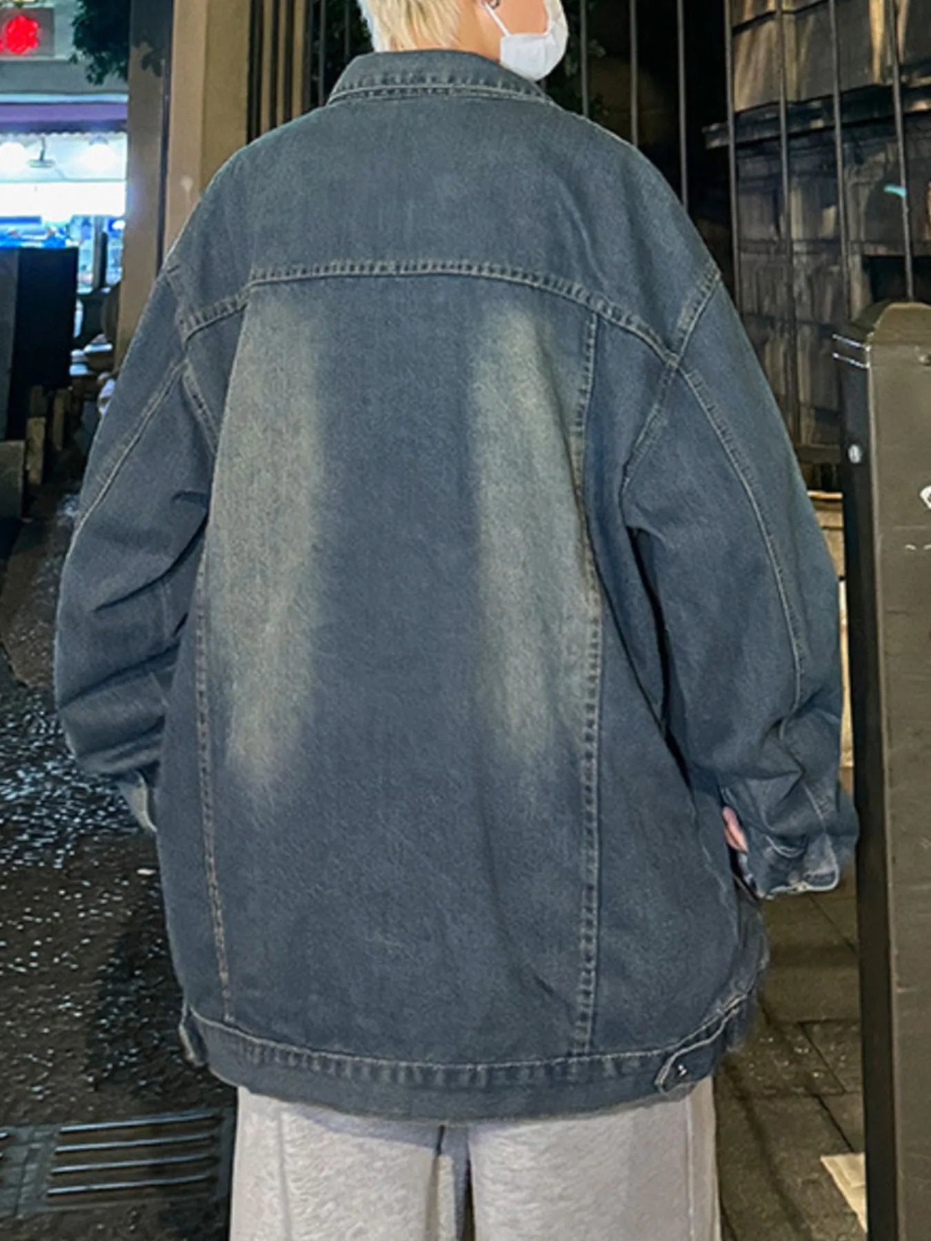 Men's Full Size Zip Up Long Sleeve Denim Jacket Plus Size