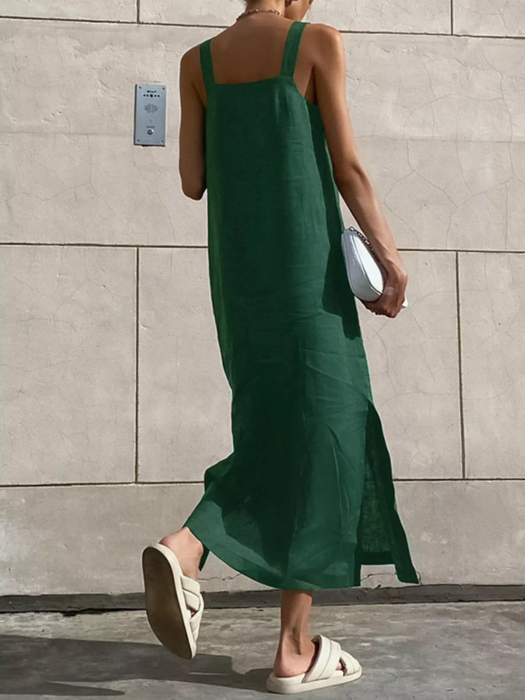 Side Slit Sleeveless Midi Dress