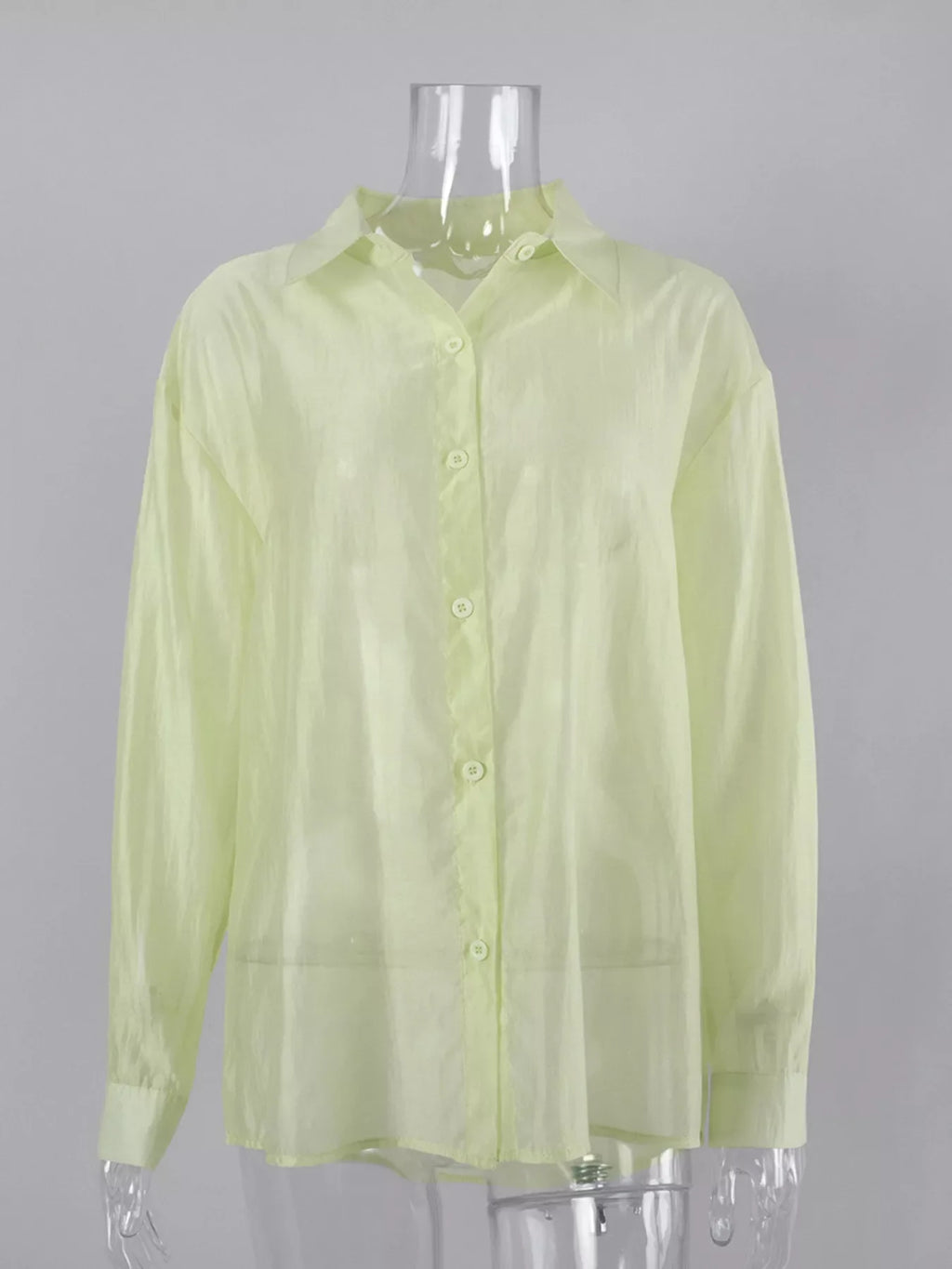 Sheer Oversized Button-Up Shirt