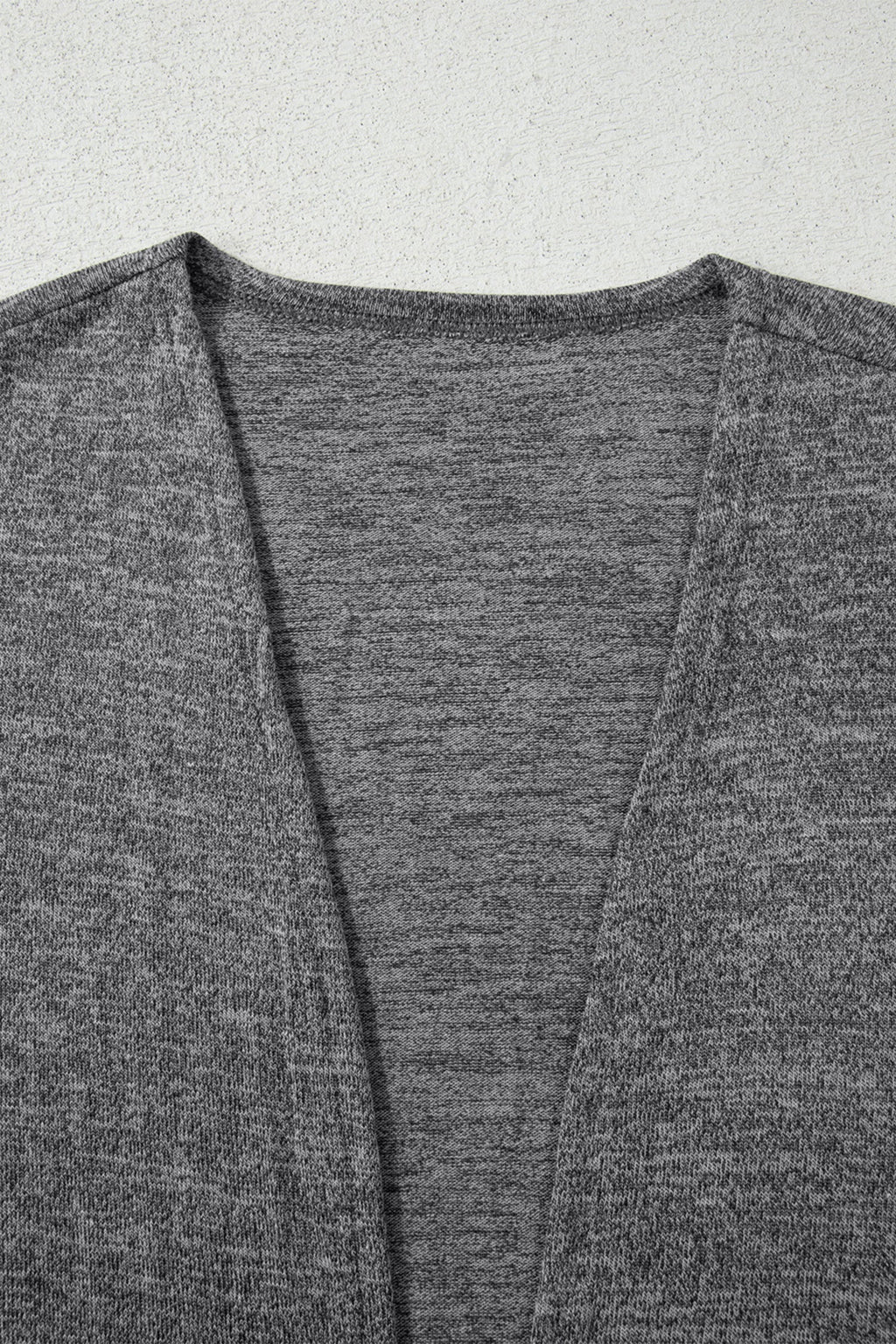Dark Grey 3pcs V Neck T Shirt Ribbon Knot Pants Open Duster 3pcs Lounge Set