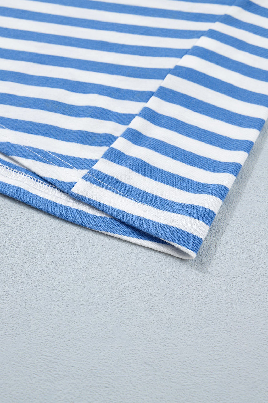 Sky Blue Stripe Nautical Tie Contrast Trim Round Neck T Shirt Mini Dress
