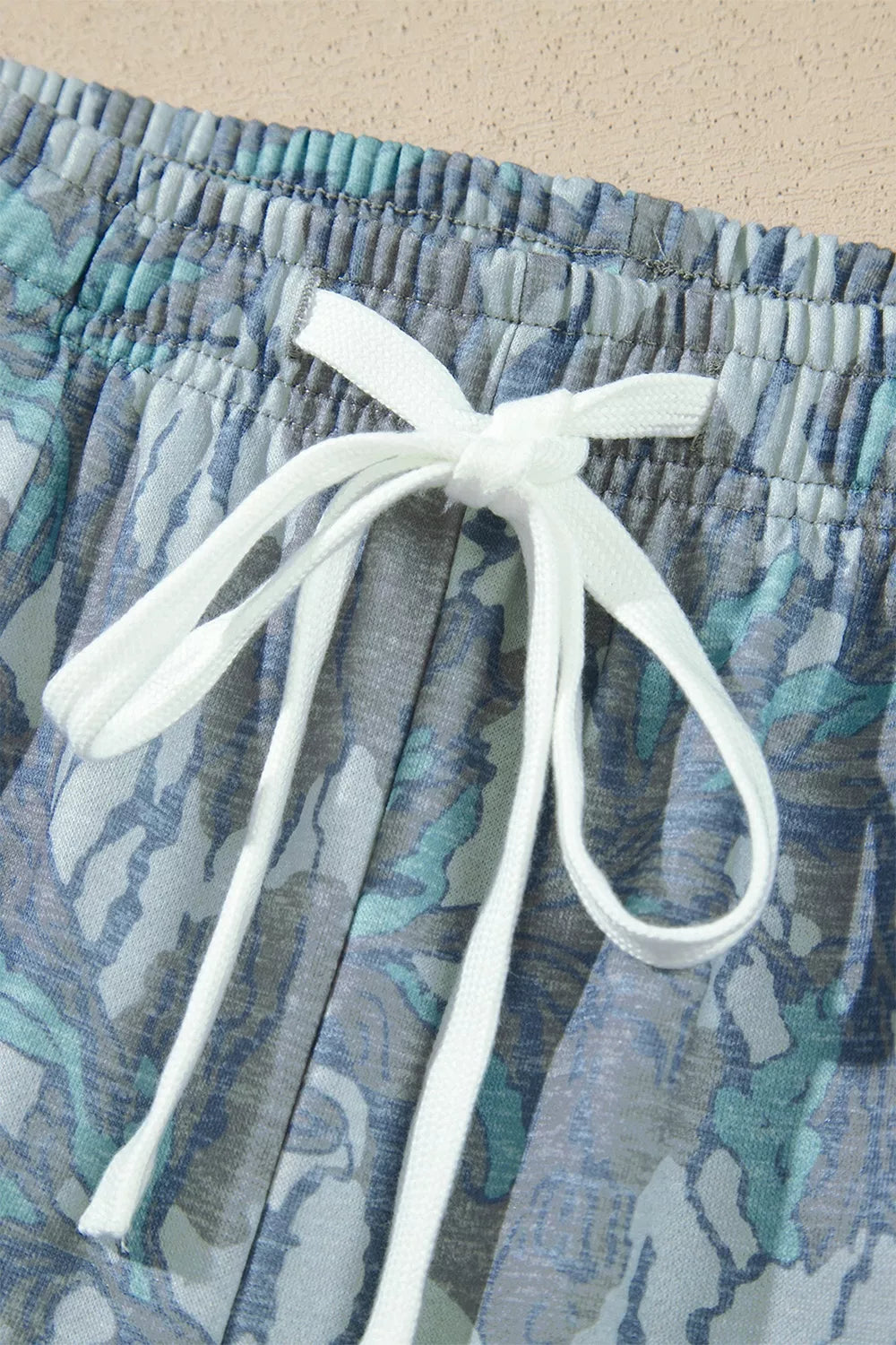 Multicolour Abstract Botanical Print Top and Drawstring Pants Set